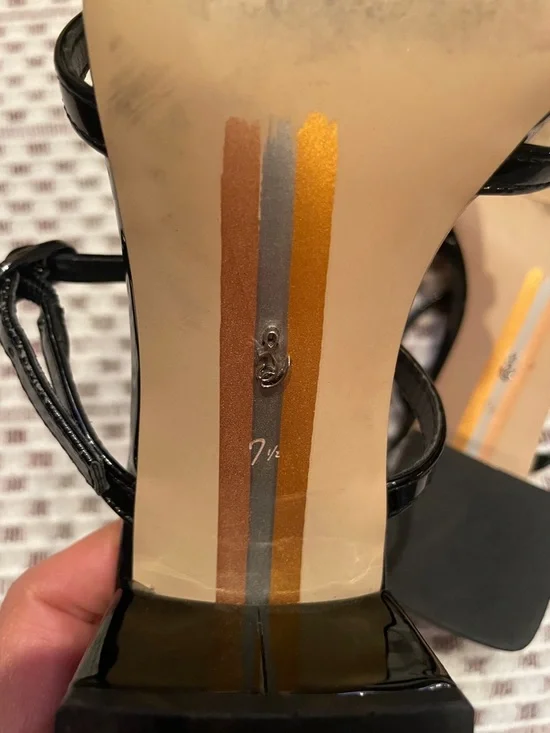 Sam Edelman Rachelle Patent Heels Black Strappy Sandals Size 7.5 Wedding Event - Picture 9 of 10